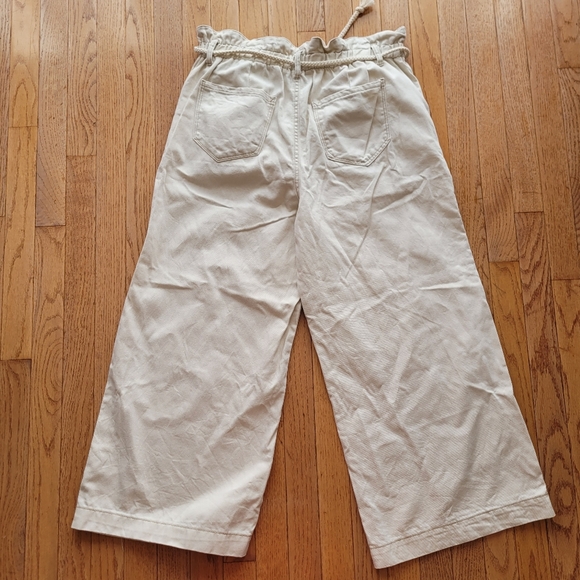 Kensie Cream Paperbag Wide Leg Crop Jeans - Picture 10 of 16